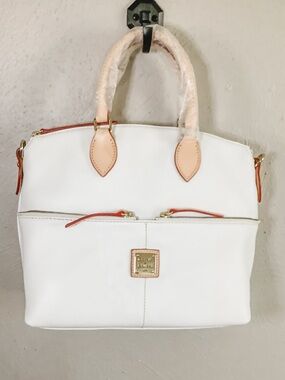 NWT Dooney & Bourke White Leather Dillen Double Pocket Satchel